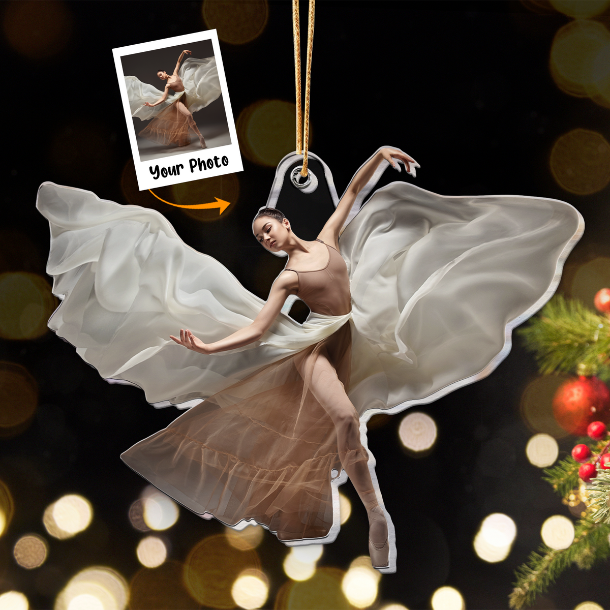 Personalized Girl Ballet Moment Photo Acrylic Ornament, Meaningful Gift For Daughter, Granddaughter, Family