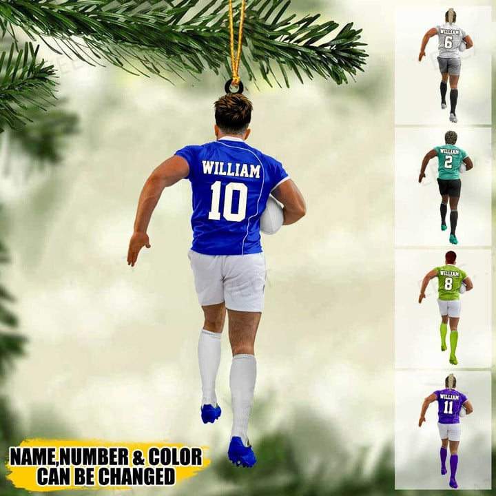 Personalized Rugby Male Boy Man Player Acrylic Ornament, Custom Christmas Ornament Gifts For Basketball Player