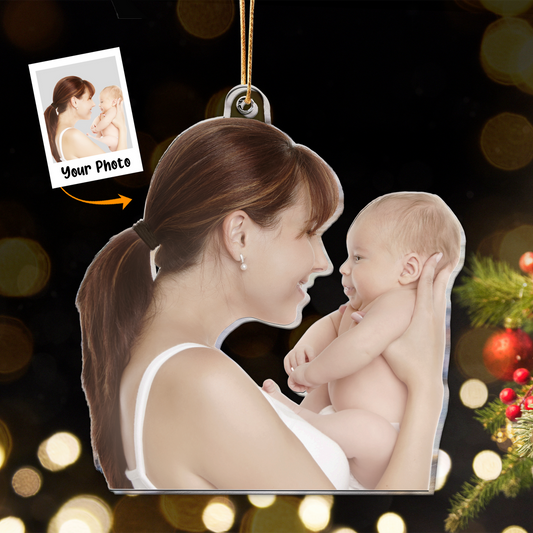 Personalized Mom And Baby Moment Photo Acrylic Ornament, Meaningful Gift For New Mom, Newborn Family, Friends