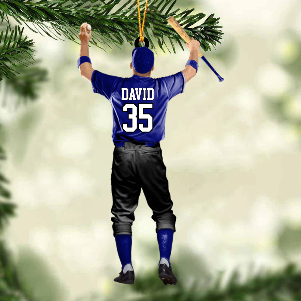 Personalized Baseball Man Winner Acrylic Ornament, Custom Christmas Ornament Gifts For Baseball Player