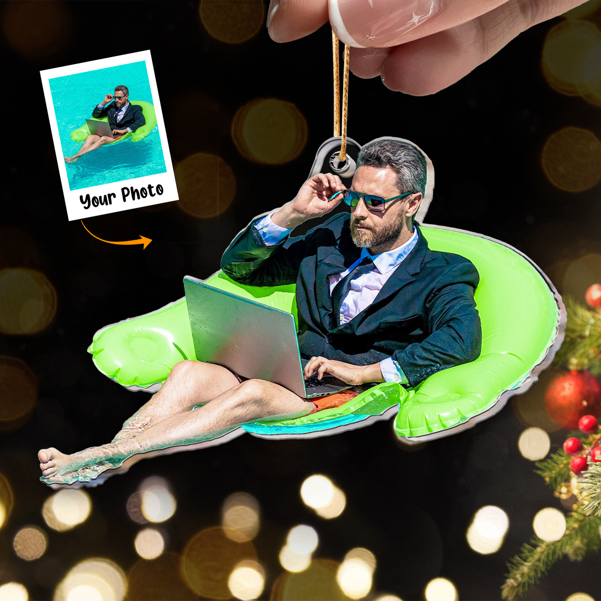 Personalized Funny Dad Grandpa Moment Photo Acrylic Ornament, Meaningful Gift For Dad, Family, Friends