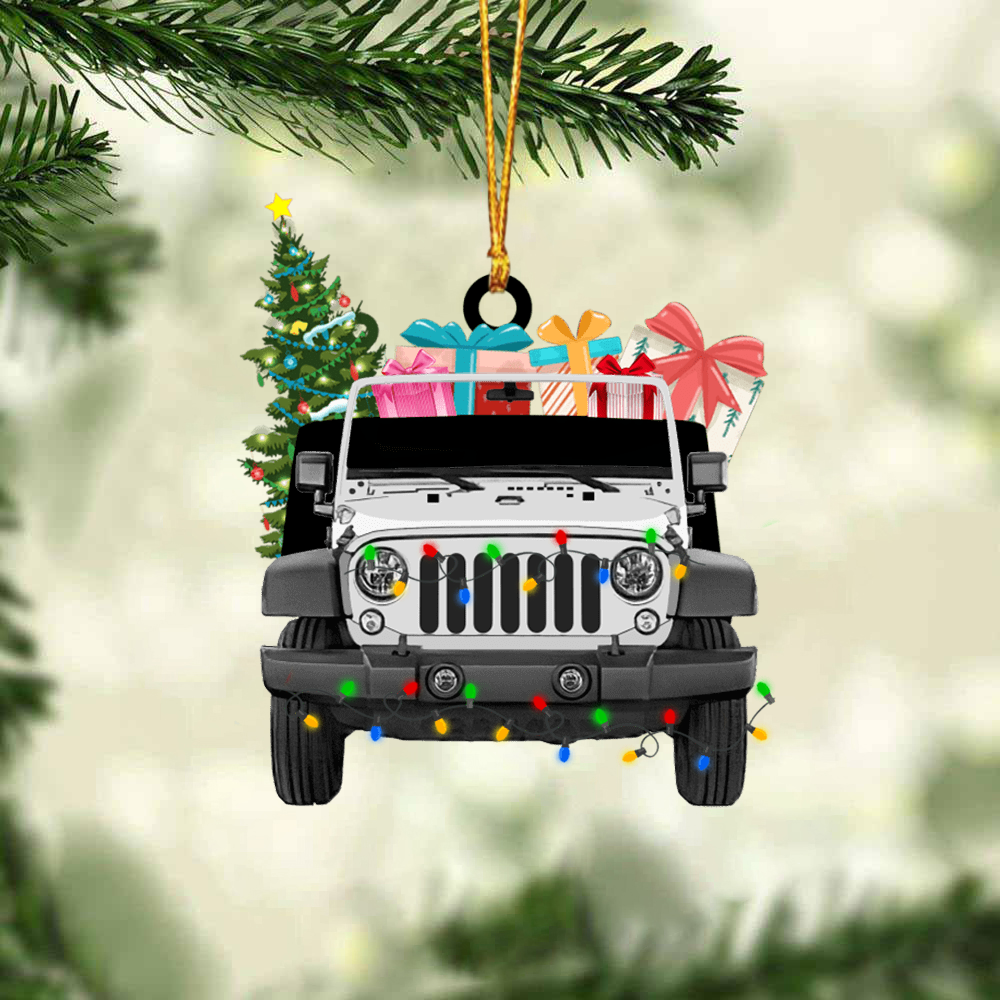 Personalized Jeep Car & Christmas Acrylic Ornament, Custom Christmas Ornament Gifts For Off-Road Car Lover