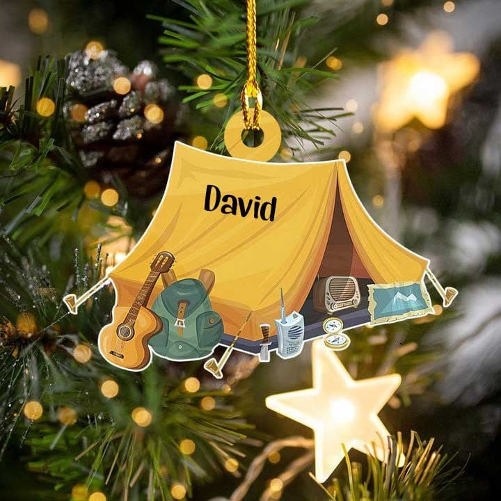 Personalized Camping Tourism Acrylic Ornament, Custom Christmas Ornament Gifts For Camping Lovers