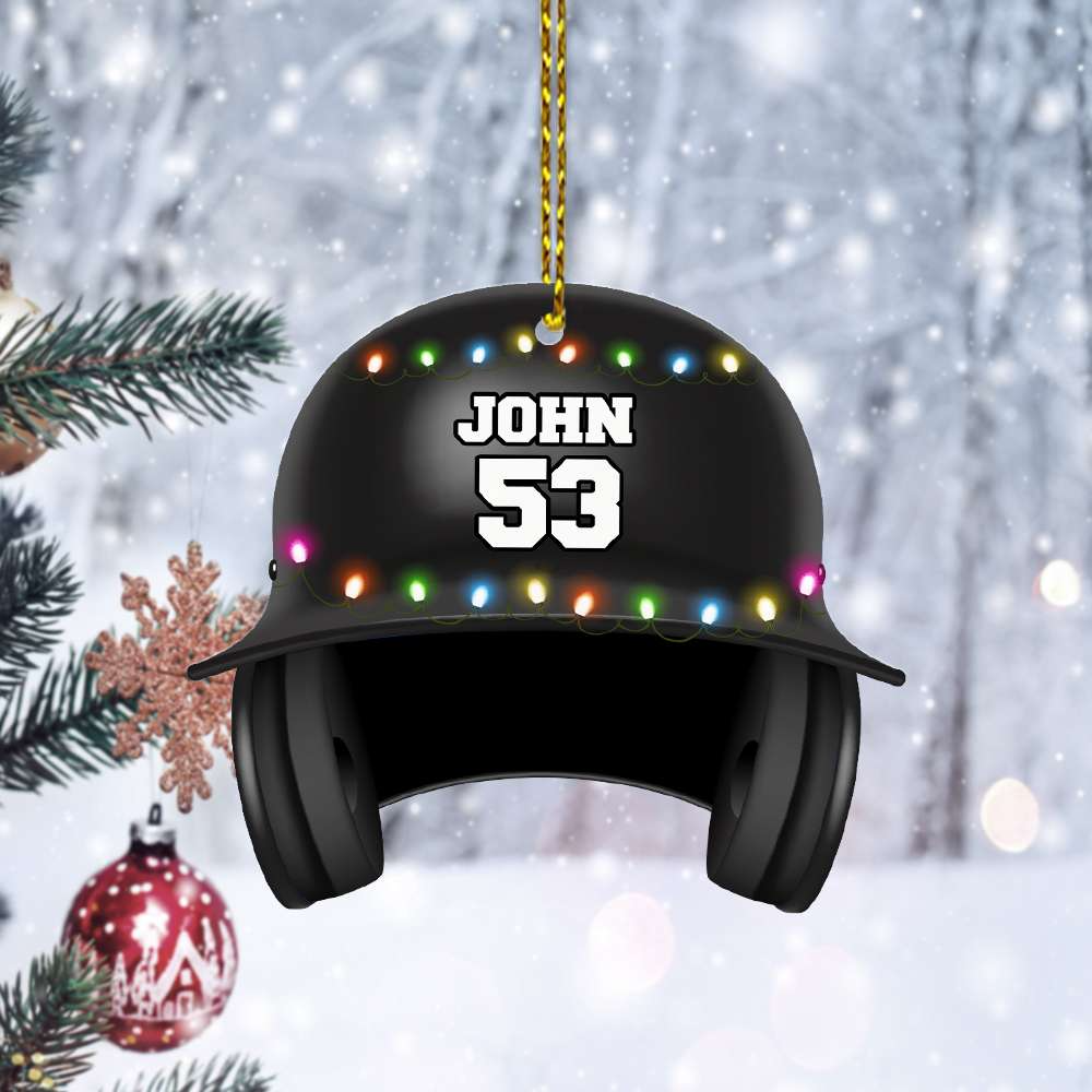 Personalized Baseball Helmet Acrylic Ornament, Custom Christmas Ornament Gifts For Baseball Lovers