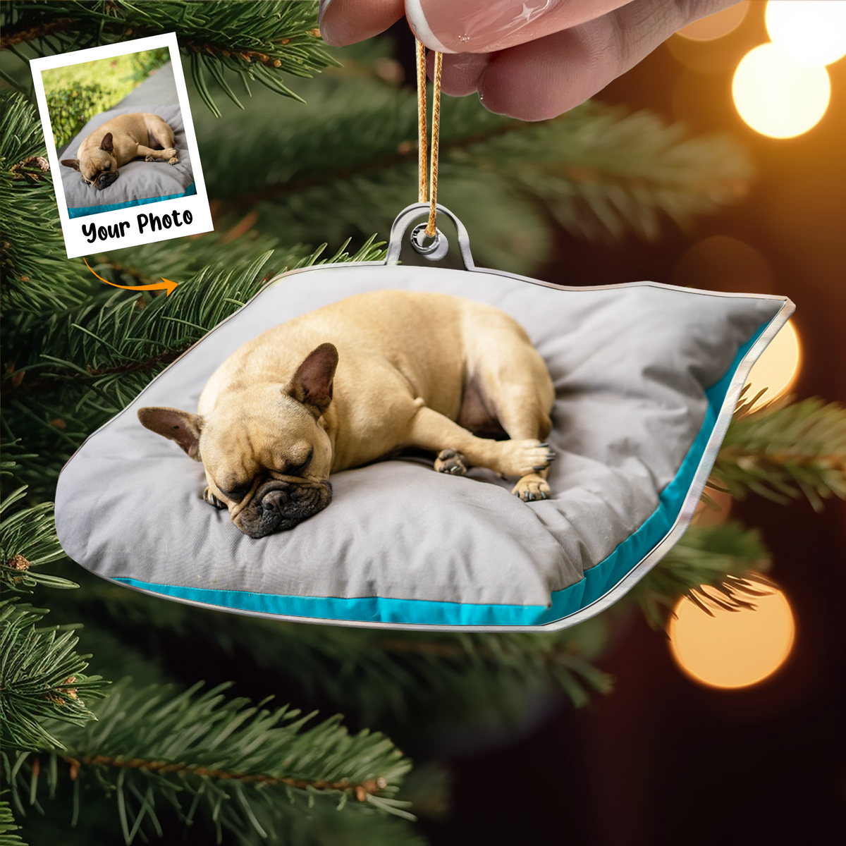 Custom Dog Moment Photo Acrylic Ornament, Funny Christmas Gift For Dog Mom, Dog Dad, Family