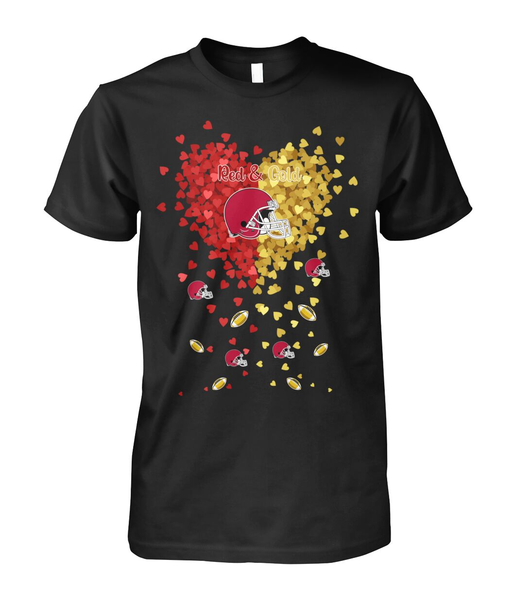 Kansas City Football Red and Gold in My Heart Hoodie, T Shirts, Sweatshirt - Gift For Mens, Womens and Kansas City Lovers