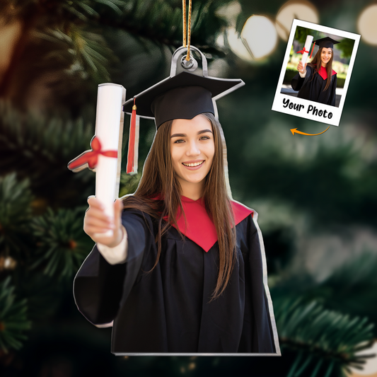 Personalized Graduation Moment Photo Acrylic Ornament, Meaningful Anniversary Gift For Son, Daughter, Family, Friends