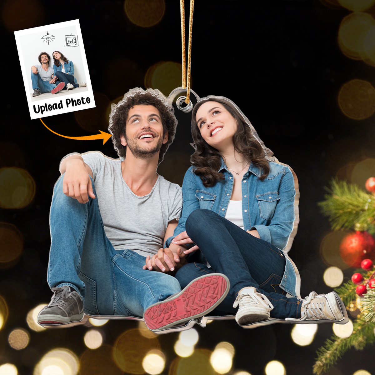 Custom Couple Photo Acrylic Ornament Best Moment With Lover, Meaningful Christmas Gift For Couple, Lovers, Family