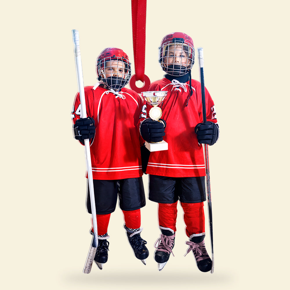Custom Photo Ice Hockey Player Acrylic Ornament, Personalized Christmas Ornament Gifts For Ice Hockey Players