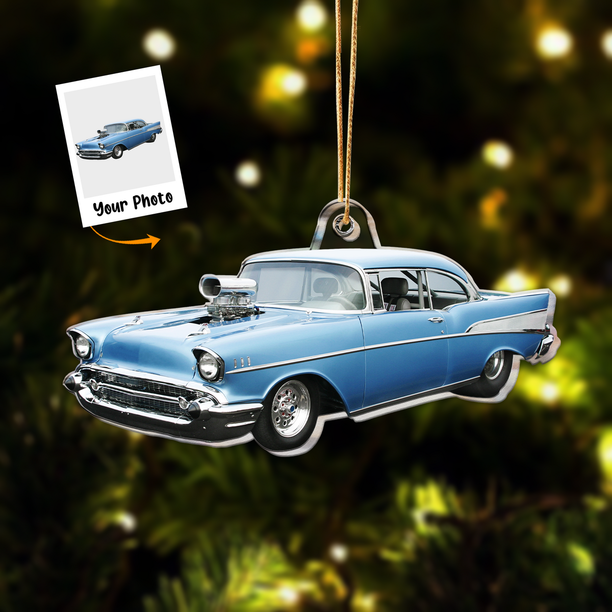 Personalized Classic Favorite Car Photo Acrylic Ornament, Christmas Gift For Car Lovers