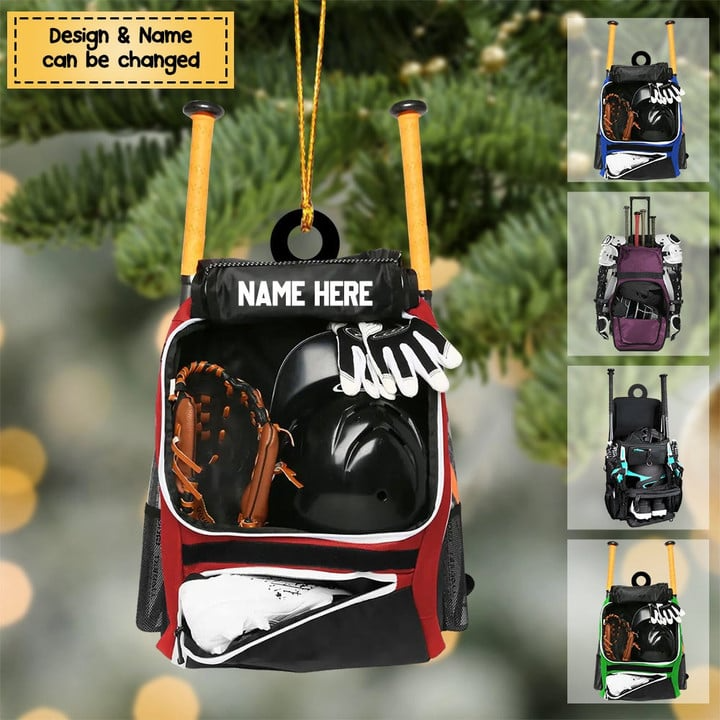Personalized Baseball Bag Acrylic Ornament, Custom Christmas Ornament Gifts For Baseball Player