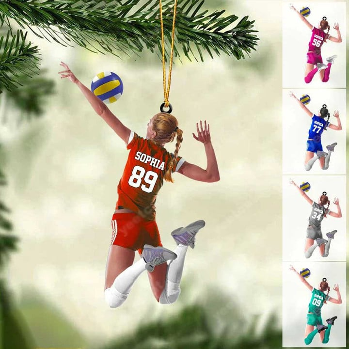 Personalized Young Women Beach Volleyball Acrylic Ornament, Custom Christmas Ornament Gift For Daughter, Granddaughter