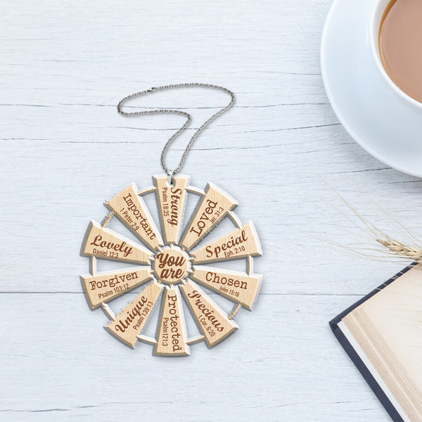 Windmill God Says You Are Wood Engraved Acrylic Car Ornament For Christian, God Faith Believers, Holiday Decor