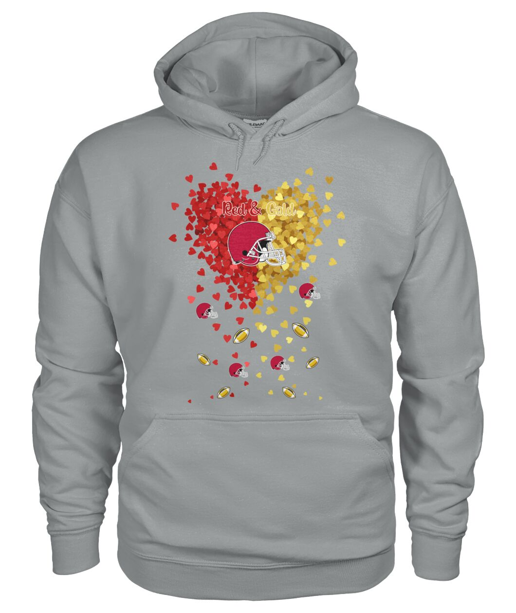 Kansas City Football Red and Gold in My Heart Hoodie, T Shirts, Sweatshirt - Gift For Mens, Womens and Kansas City Lovers