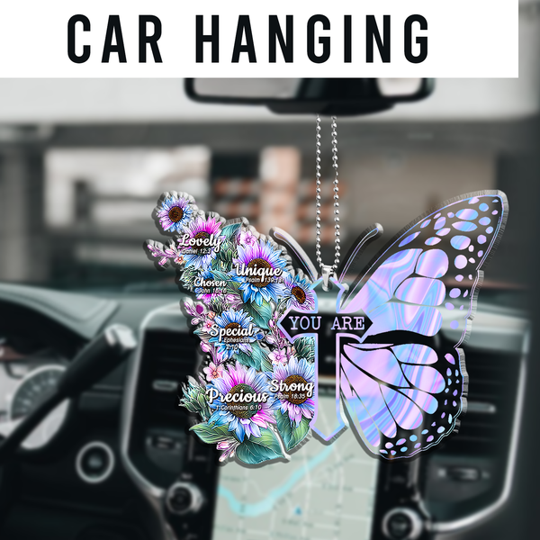 Blue Pink Hologram Butterfly Sunflowers God Says You Are Shaped Acrylic Ornament For Christmas Holiday Decor