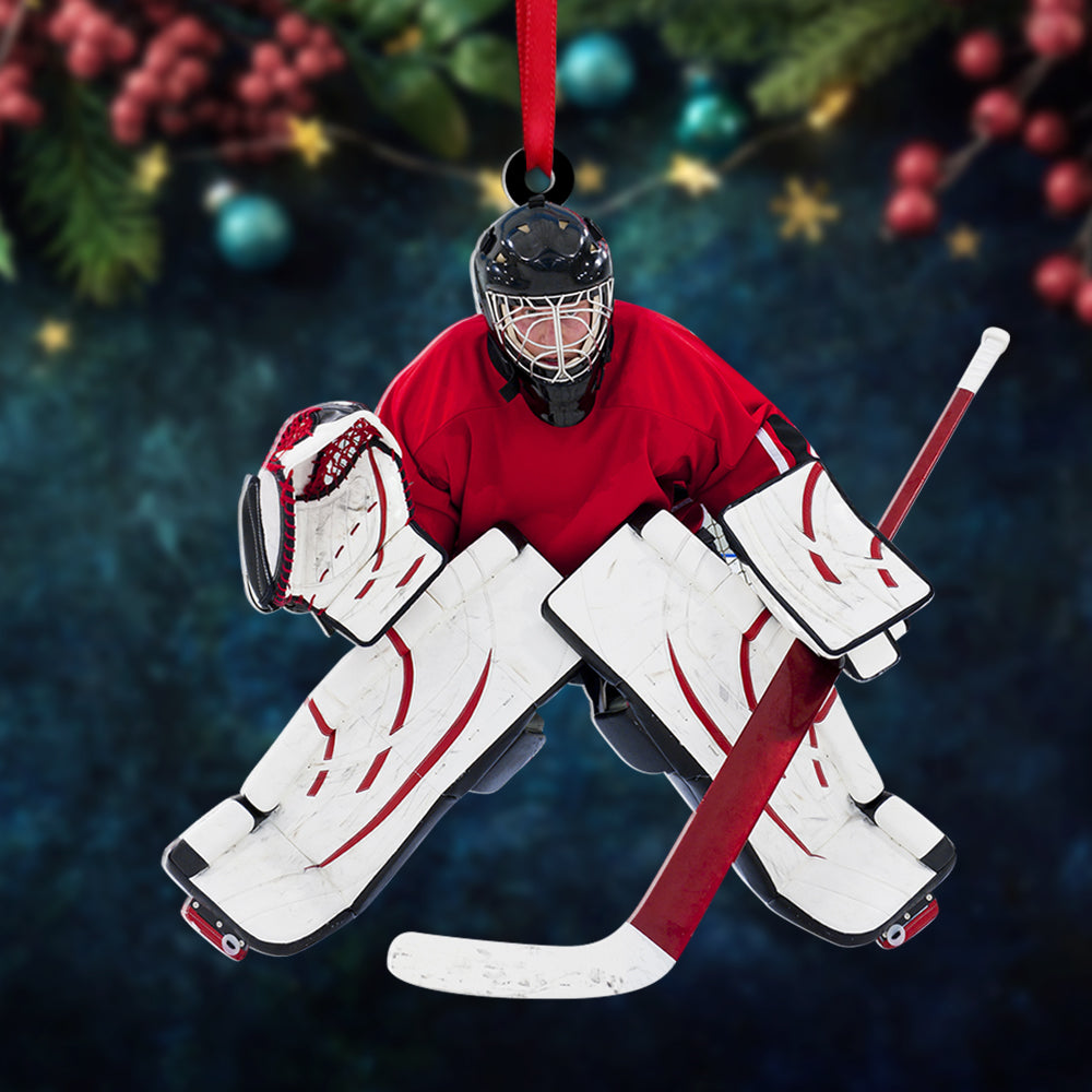 Custom Photo Ice Hockey Player Acrylic Ornament, Personalized Christmas Ornament Gifts For Ice Hockey Players
