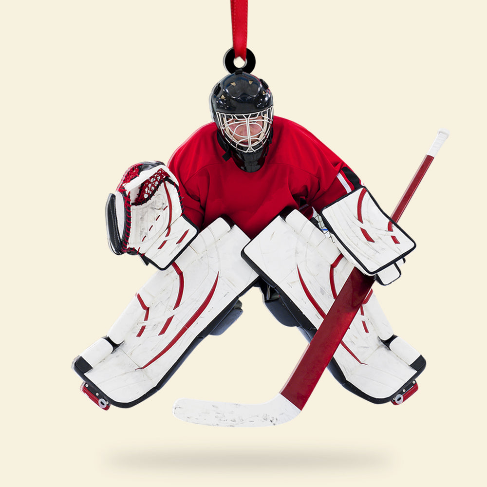 Custom Photo Ice Hockey Player Acrylic Ornament, Personalized Christmas Ornament Gifts For Ice Hockey Players