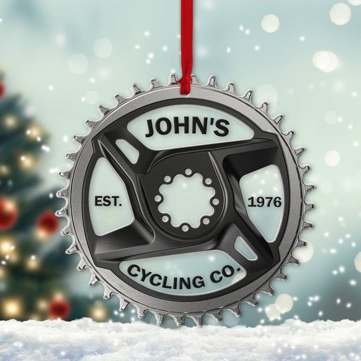 Custom Bike Acrylic Ornament, Personalized Bike Chainring Ornament For Christmas Tree Decor, Custom Flat Acrylic Ornament Gift For Biker