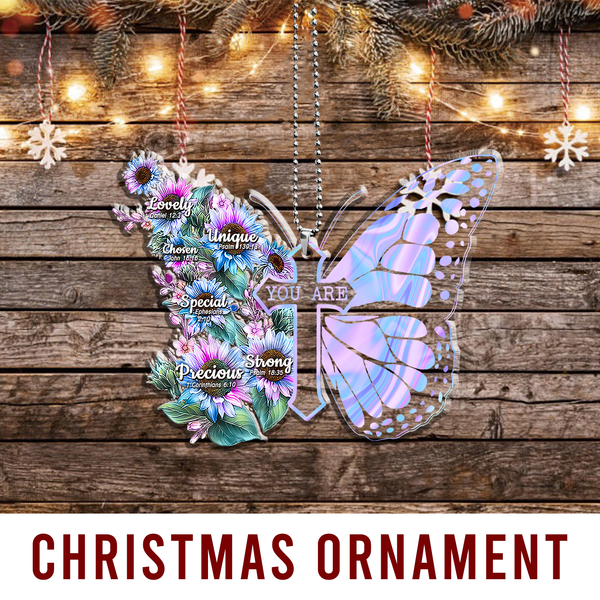 Blue Pink Hologram Butterfly Sunflowers God Says You Are Shaped Acrylic Ornament For Christmas Holiday Decor
