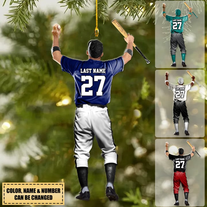 Personalized Baseball Man Winner Acrylic Ornament, Custom Christmas Ornament Gifts For Baseball Player