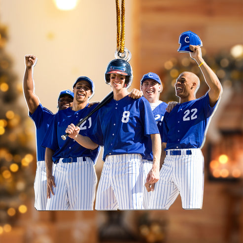 Custom Photo Baseball Team Player Acrylic Ornament, Custom Christmas Ornament Gifts For Baseball Team