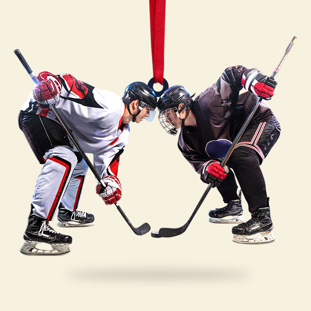 Custom Photo Ice Hockey Player Acrylic Ornament, Personalized Christmas Ornament Gifts For Ice Hockey Players