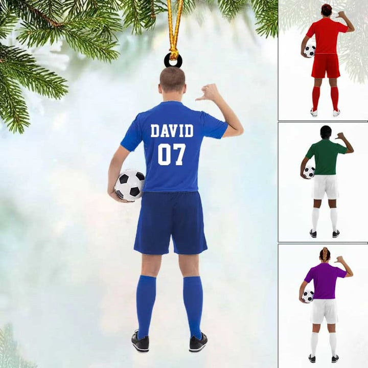 Custom Soccer Acrylic Christmas Ornament, Personalized Soccer Man Player Acrylic Ornament For Soccer Lover, Christmas, New Year