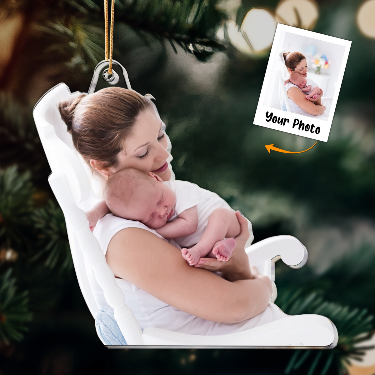 Personalized Mom And Baby Moment Photo Acrylic Ornament, Meaningful Gift For New Mom, Newborn Family, Friends