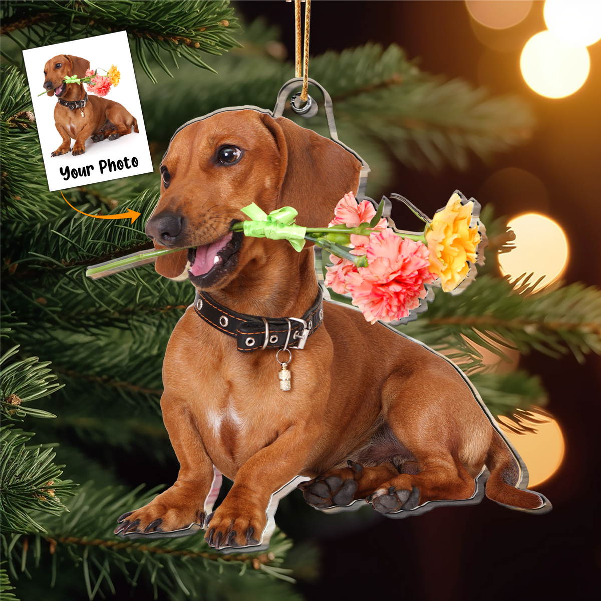 Custom Dog Moment Photo Acrylic Ornament, Funny Christmas Gift For Dog Mom, Dog Dad, Family