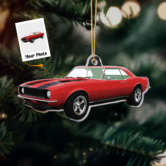Personalized Classic Favorite Car Photo Acrylic Ornament, Christmas Gift For Car Lovers