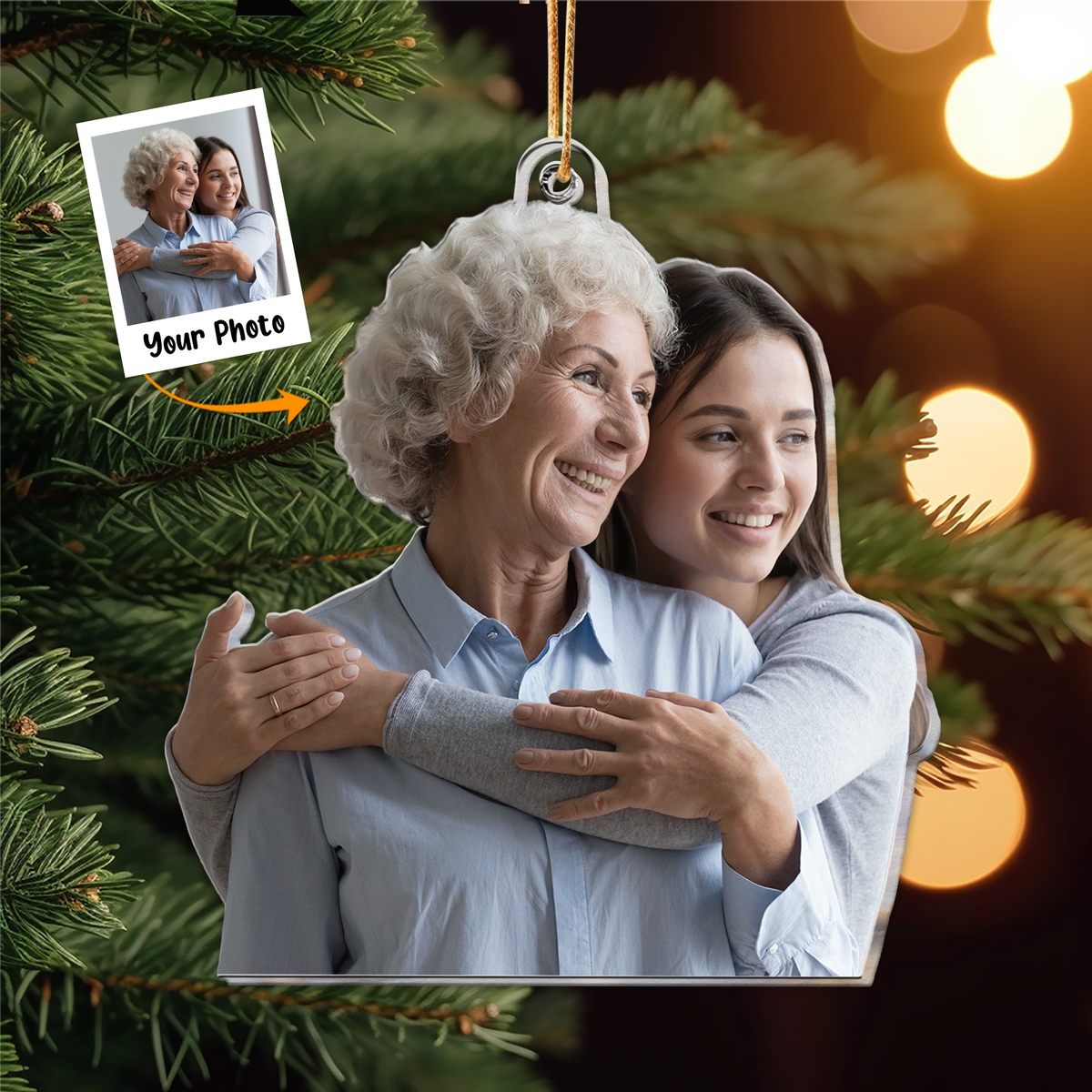 Personalized Mom And Son Daughter Moment Photo Acrylic Ornament, Meaningful Gift For Mom, Family, Friends