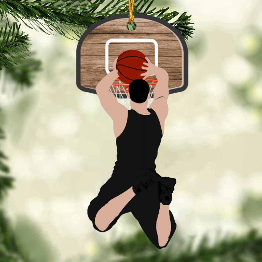 Personalized Basketball Man Slam Dunk Acrylic Ornament, Custom Christmas Ornament Gifts For Basketball Player