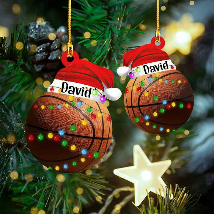 Custom Name & Number Basketball Ball Acrylic Ornament, Personalized Christmas Ornament Gifts For Basketball Lovers