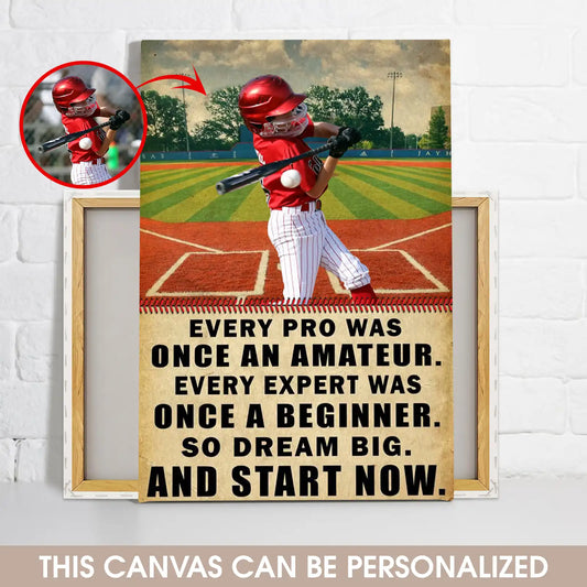 To Son Daughter, Grandson Granddaughter Play Baseball Custom Photo Canvas Print, Personalized Wall Art Gift From Mom, Dad, Grandma, Grandpa