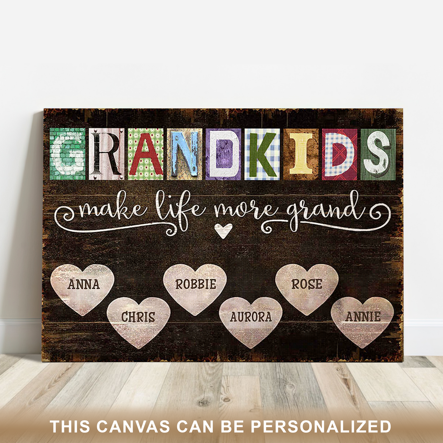 Unique Gift Idea For Grandma With Grandkid's Name, Personalized Canvas Gift for Birthday, Thanksgiving, Christmas