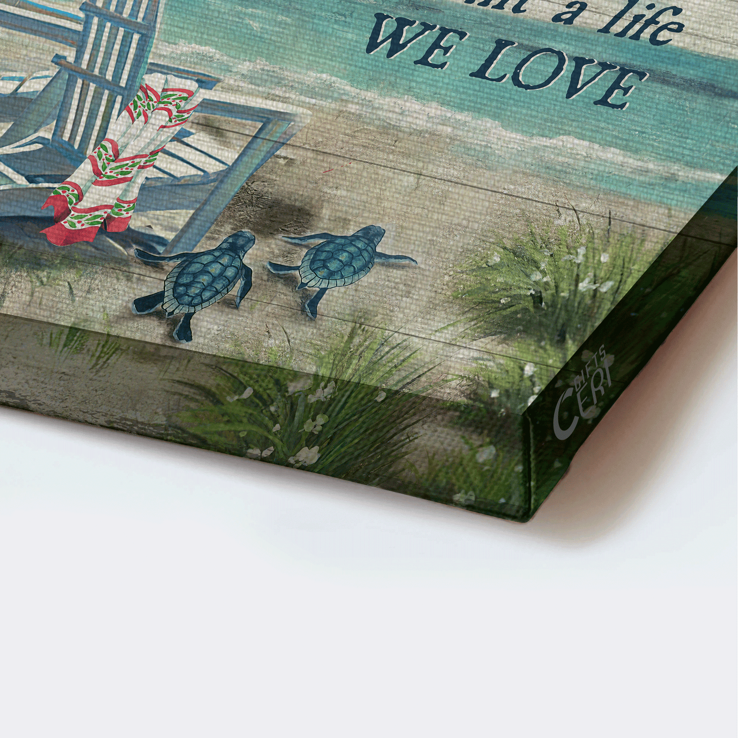 Couple Landscape Canvas - Chair Couple,Turtle By The Beach Landscape Canvas - Gift For Couple, Spouse, Lover - And So Together We Have Built A Life We Love Landscape Canvas