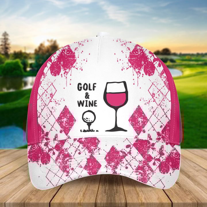 Argyle Pattern Golf Cap For Women, Golf Lover Gifts, Golf And Wine Sun Hats Unique Gifts For Her, Golfer, Him, Friend