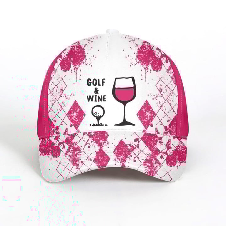 Argyle Pattern Golf Cap For Women, Golf Lover Gifts, Golf And Wine Sun Hats Unique Gifts For Her, Golfer, Him, Friend
