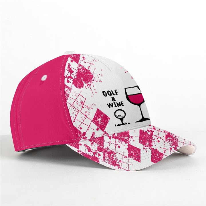 Argyle Pattern Golf Cap For Women, Golf Lover Gifts, Golf And Wine Sun Hats Unique Gifts For Her, Golfer, Him, Friend
