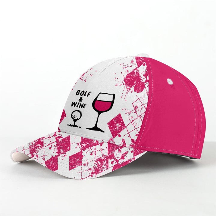 Argyle Pattern Golf Cap For Women, Golf Lover Gifts, Golf And Wine Sun Hats Unique Gifts For Her, Golfer, Him, Friend