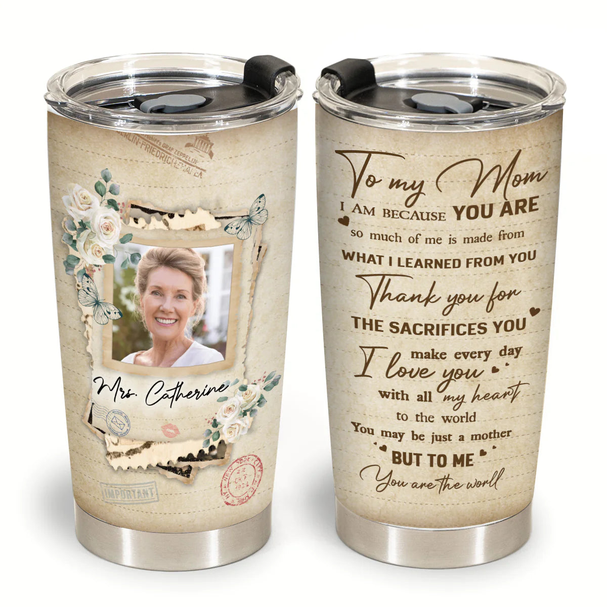 Best Personalized Mother's Day Gifts Tumbler - Custom Gift For Mother's Day, Presents for Mom - But To Me You Are The World - Custom Photo Gifts