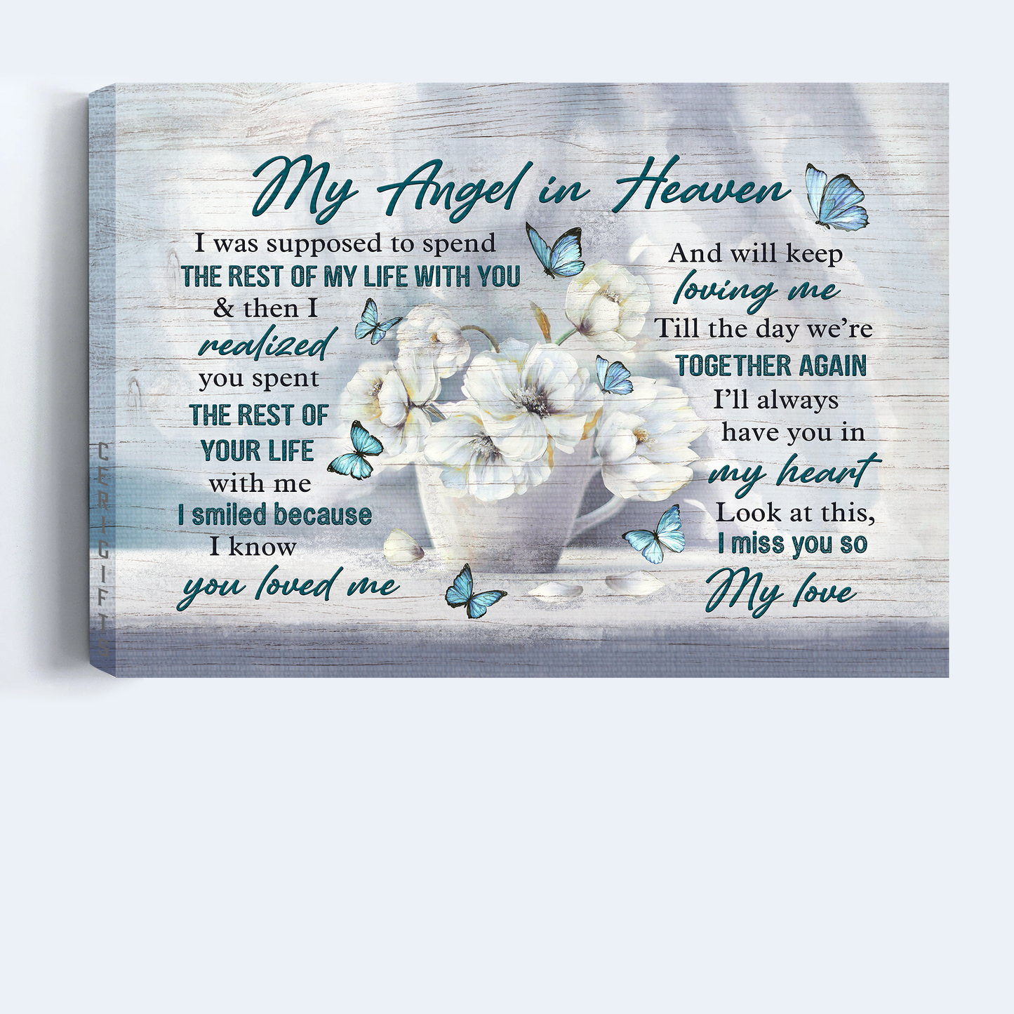 Heaven Landscape Canvas - Beautiful white flower, Till the day we're together again Landscape Canvas - Memorial Gift For Family Members - My Angle In Heaven