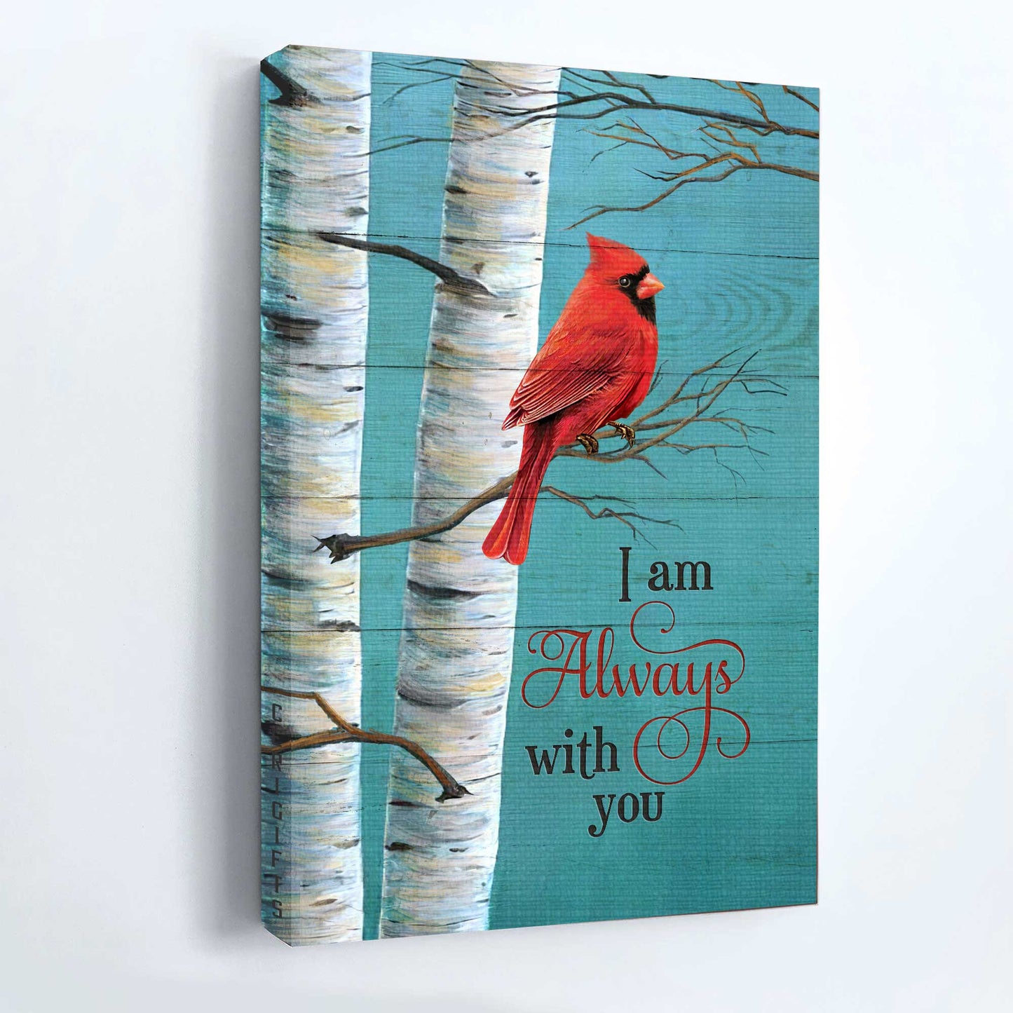 Heaven Portrait Canvas - Cardinal Painting, Blue Background, Oldest Tree Portrait Canvas - Memorial Gift For Family Members - I Am Always With You