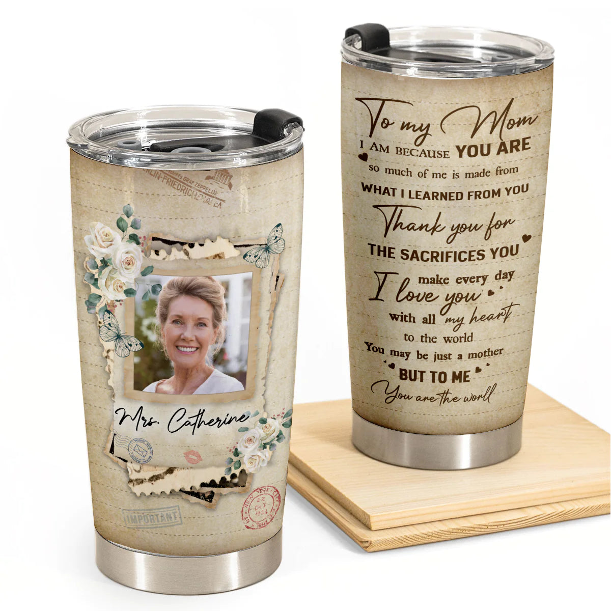 Best Personalized Mother's Day Gifts Tumbler - Custom Gift For Mother's Day, Presents for Mom - But To Me You Are The World - Custom Photo Gifts