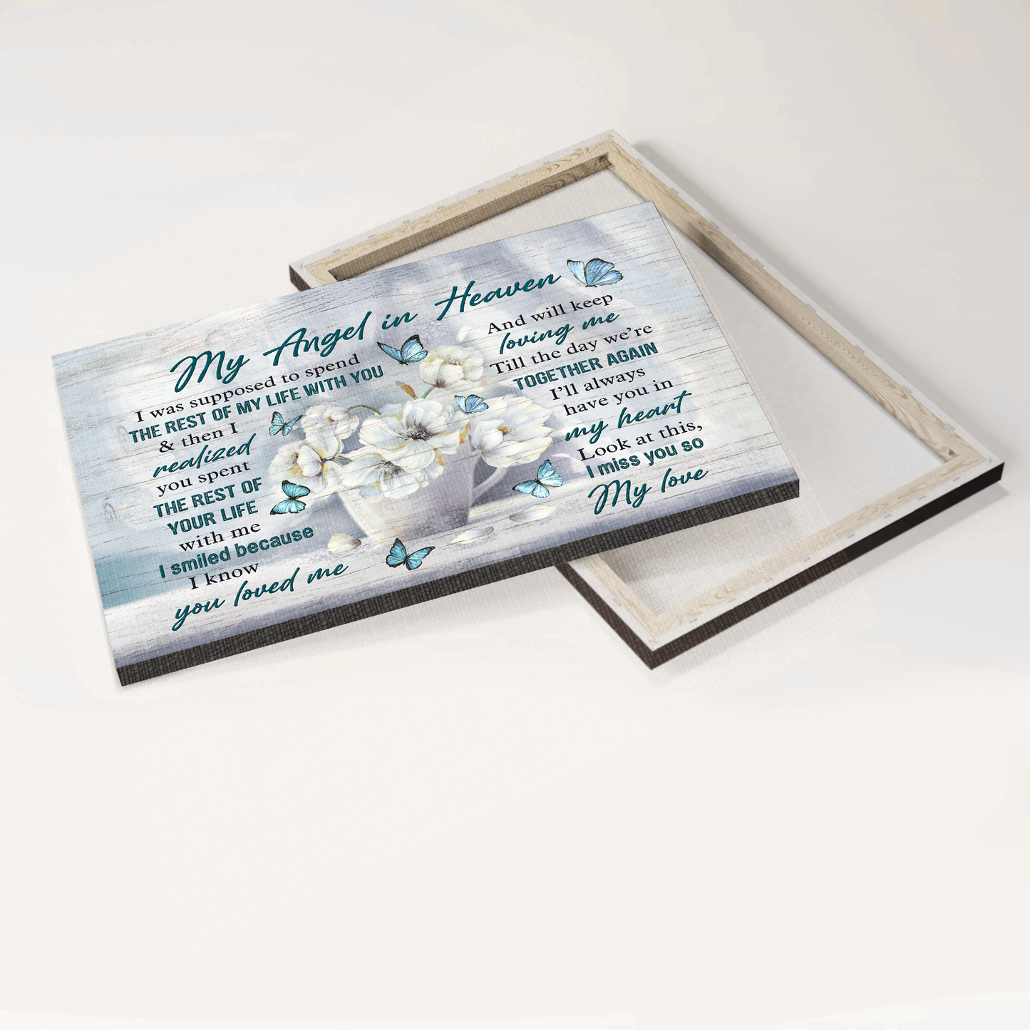 Heaven Landscape Canvas - Beautiful white flower, Till the day we're together again Landscape Canvas - Memorial Gift For Family Members - My Angle In Heaven