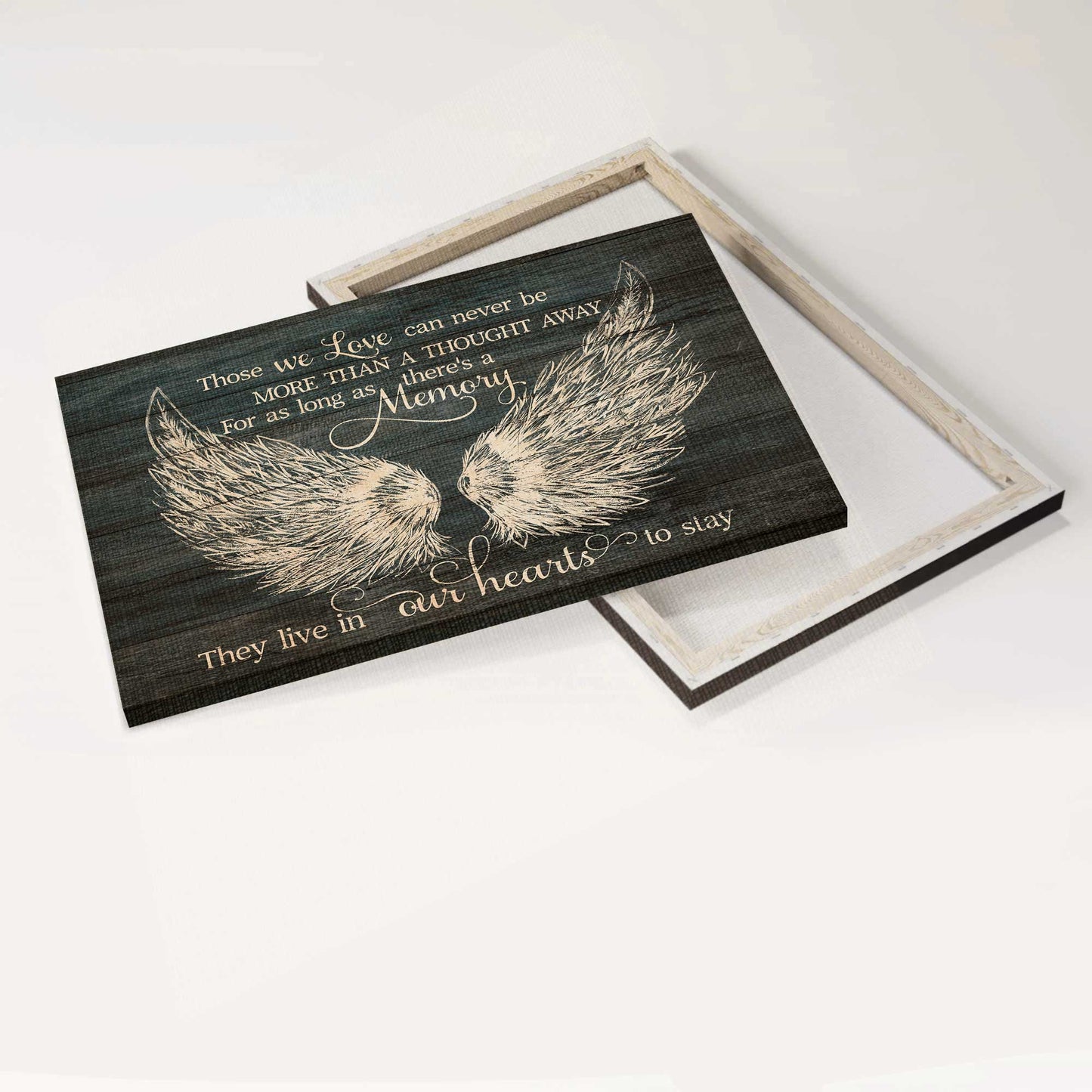 Memorial Landscape Canvas - Angel wings Landscape Canvas - Memorial Gift For Family Members - Those we love can never be more than a thought away