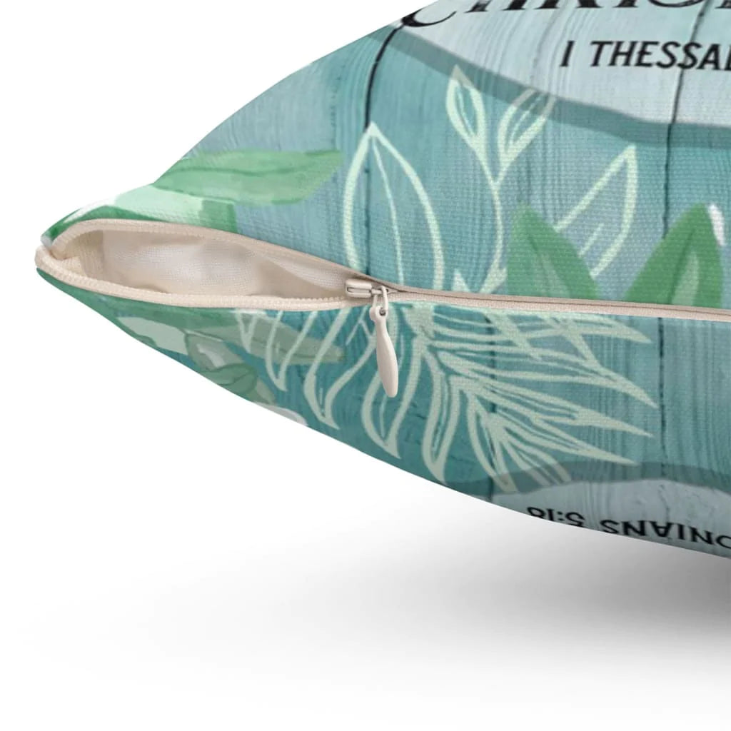 Christian Throw Pillow, Jesus Pillow, Inspirational Gifts, 1 Thessalonians 5:18 Bible Verse Pillow - Give Thanks