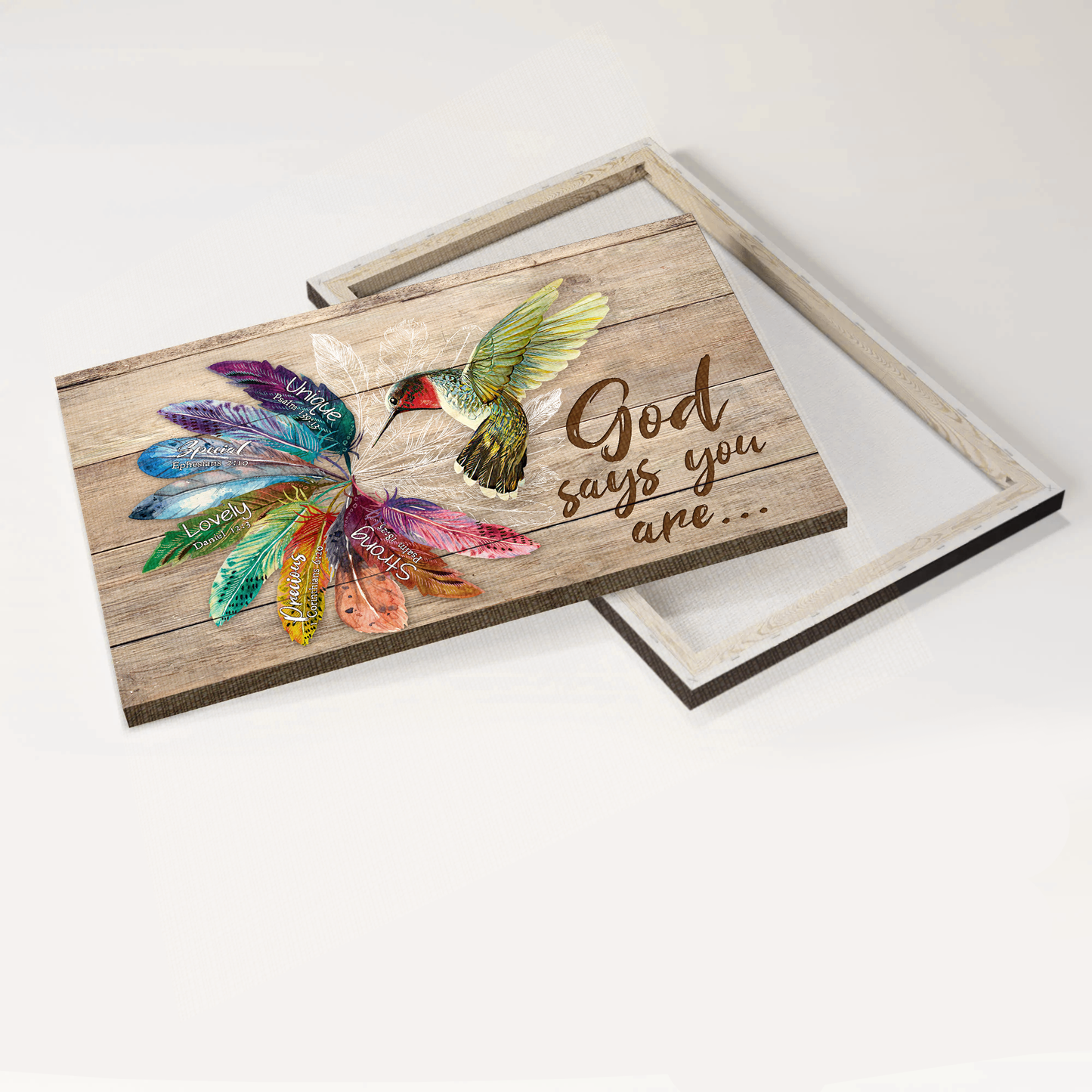 Jesus Landscape Canvas- Hummingbird, Colorful feathers, God says You are canvas- Gift for Christian - Landscape Canvas Prints, Christian Wall Art