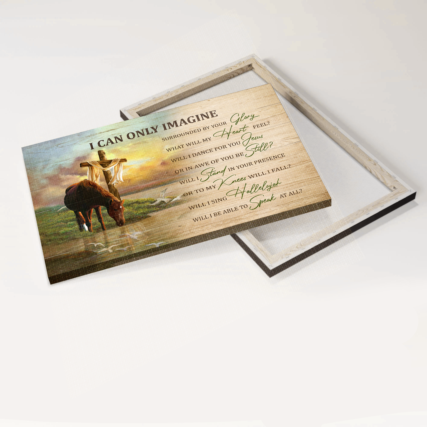 Jesus Landscape Canvas- Horse painting, River landscape, Beautiful morning canvas- Gift for Christian - I can only imagine - Landscape Canvas Prints, Christian Wall Art