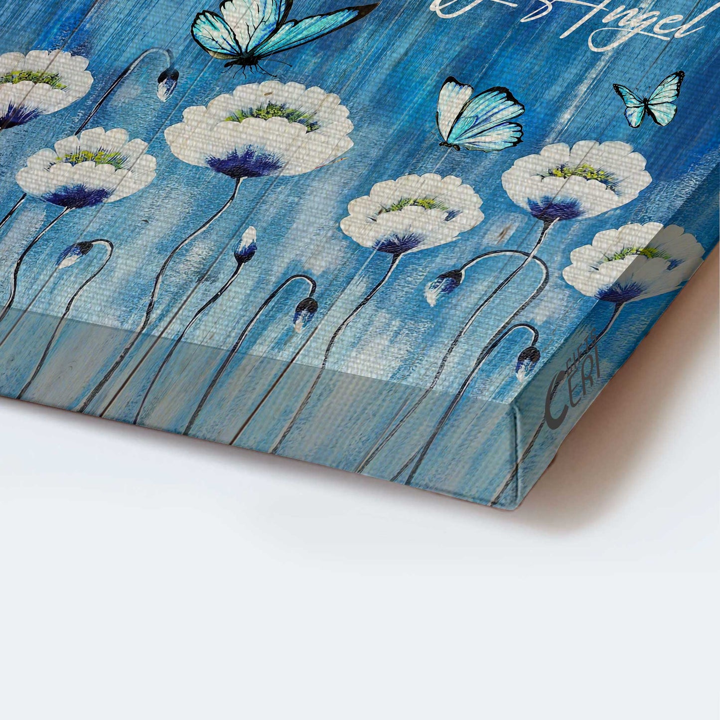 Heaven Portrait Canvas - Blue butterfly, White flower painting Portrait Canvas - Memorial Gift For Family Members - I'm still forever grateful I had you Portrait Canvas